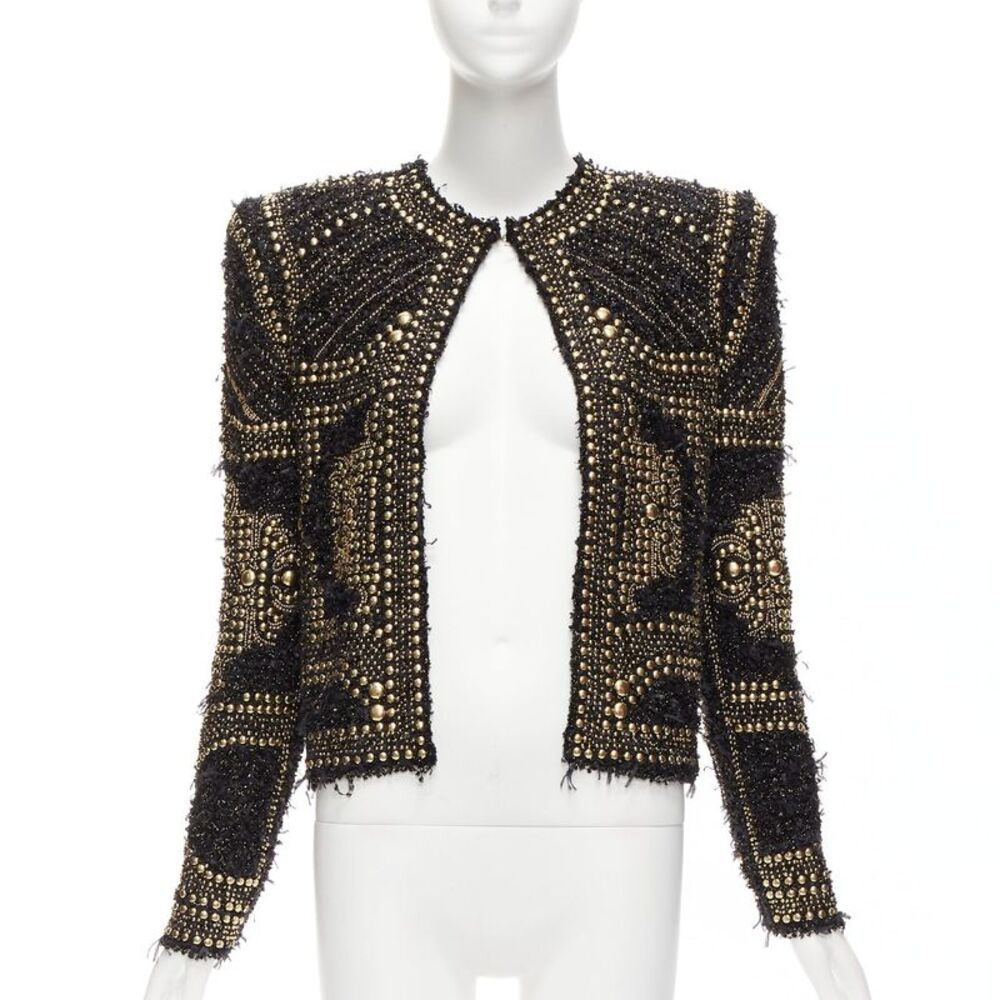 Balmain 2022 Boucle Tweed Studded Jacket